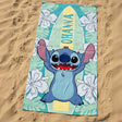 Towel with cartoon character on a sandy background
