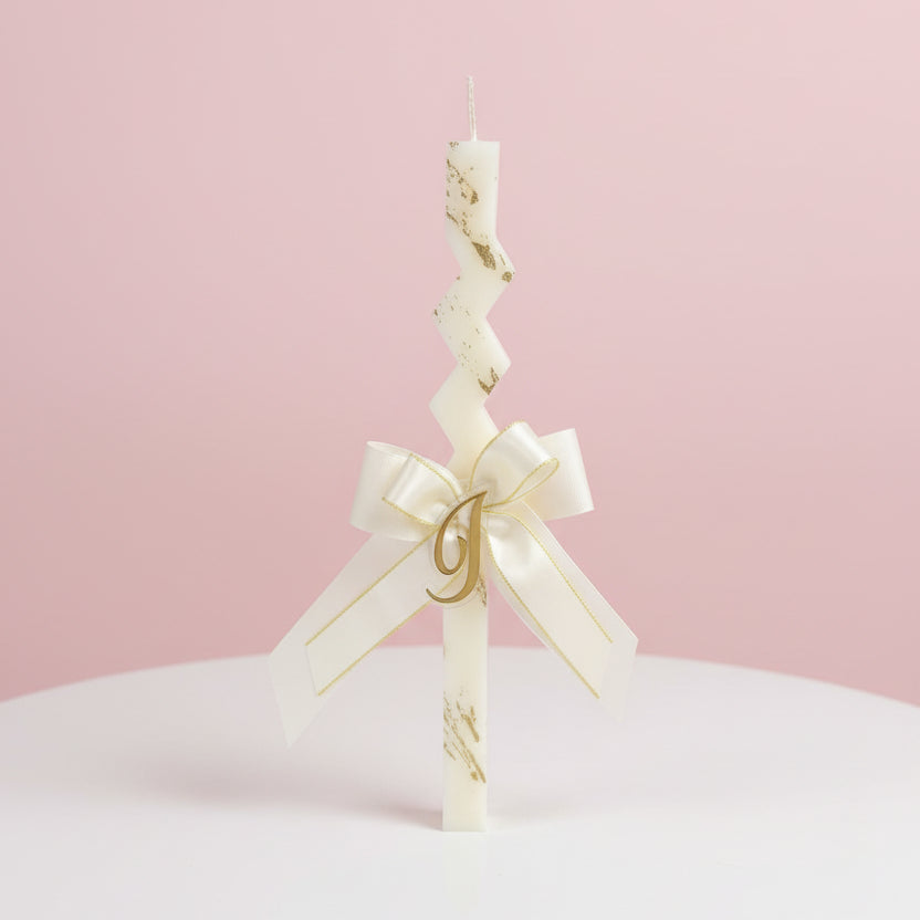 Custom Gold Zigzag Candle