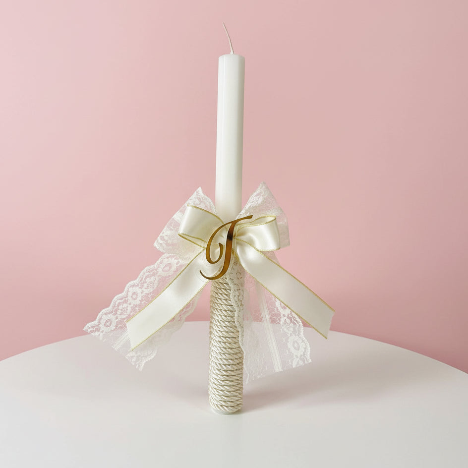 Custom Letter Gold Lace Candle