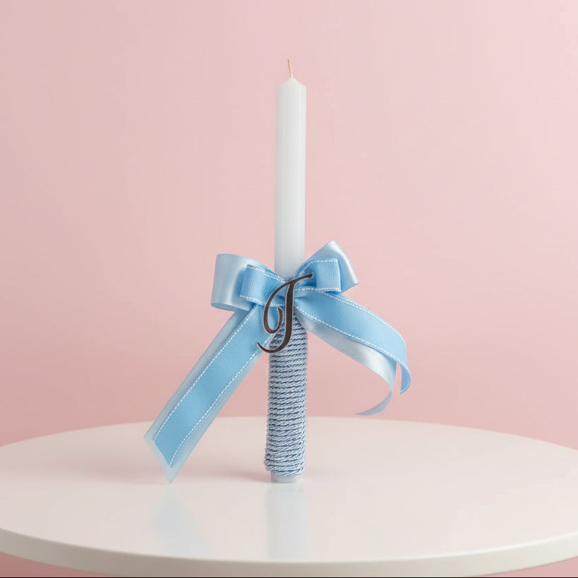 Custom Letter Blue Candle