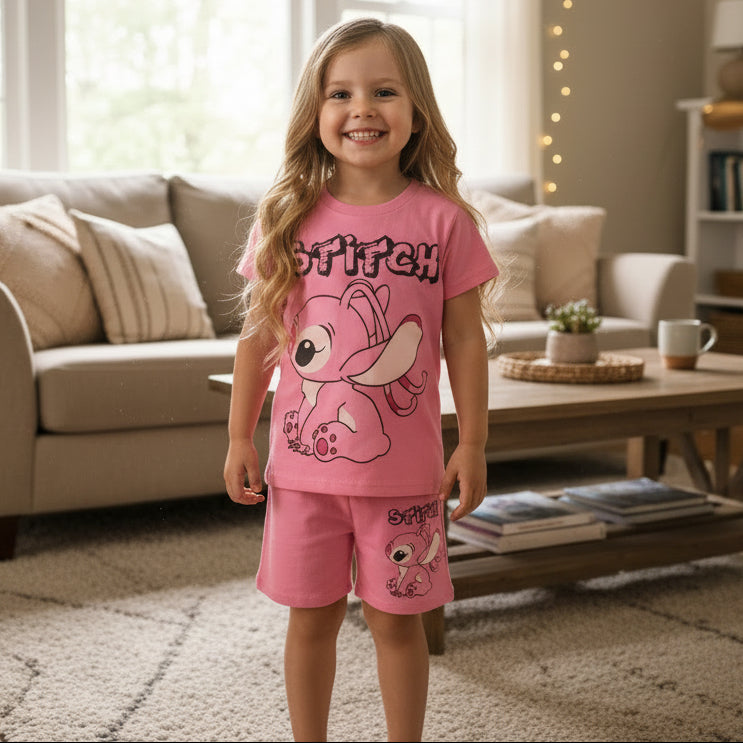 Pink Stitch Short Set
