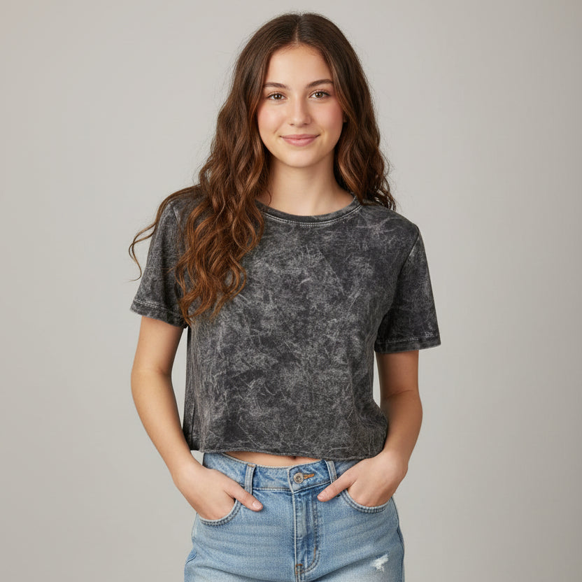 Black Washed Crop Tshirt