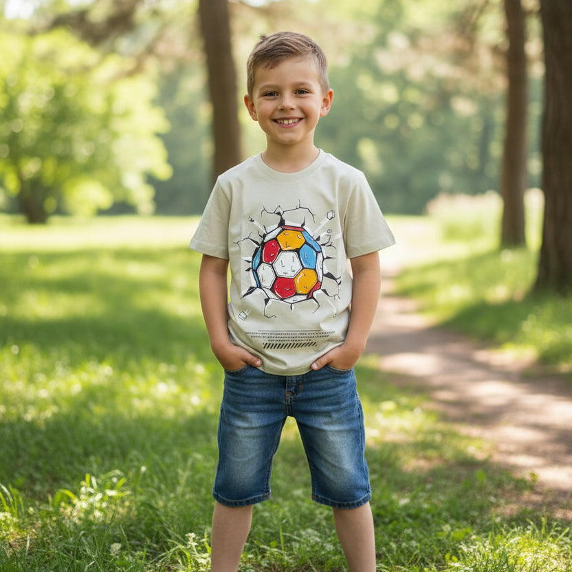 Beige Soccer Burst Tshirt