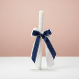 Navy Bow Pillar Candles