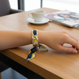Blue Silk Scarf Cuff Bracelet