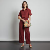 Burgundy Linen Outfit