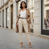 Beige Casual Trousers