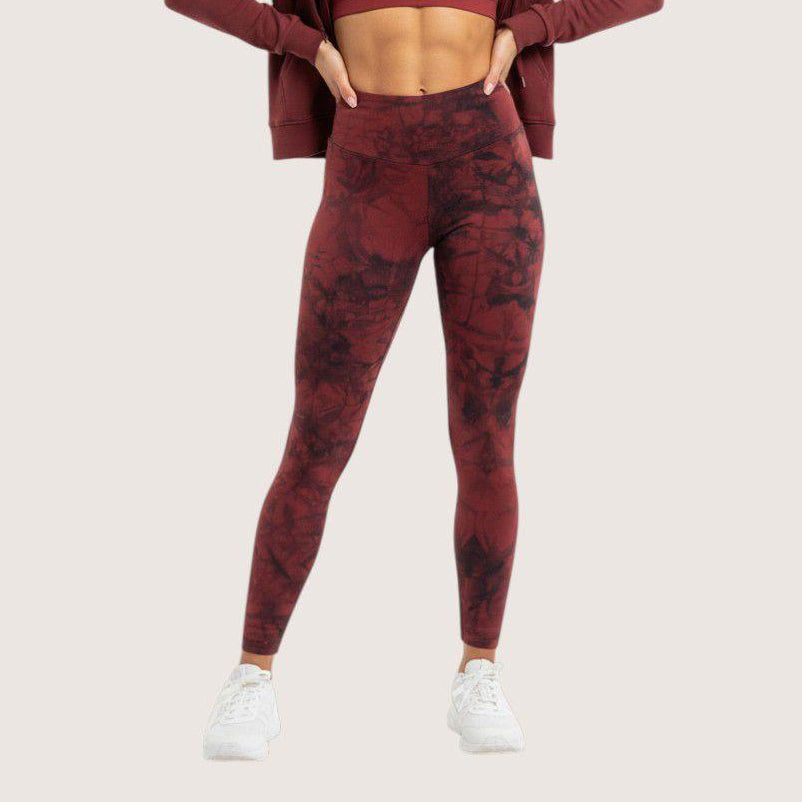 Burgundy Tie Dye Leggings
