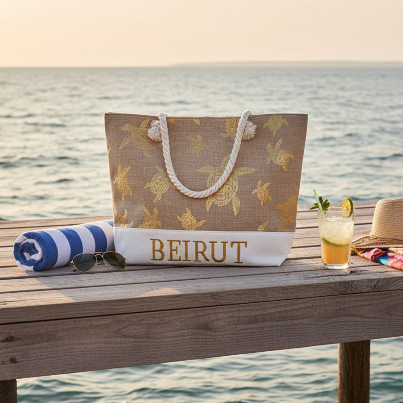 Beirut Gold Turtle Beach Tote