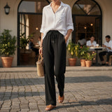 Black Linen Wide Pants