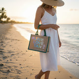 Green Jute Beach Tote