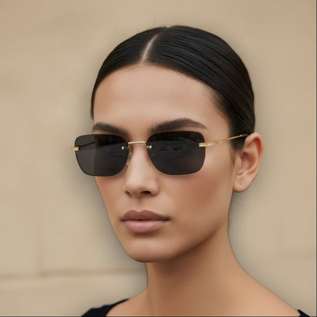 Person wearing sunglasses with a neutral background