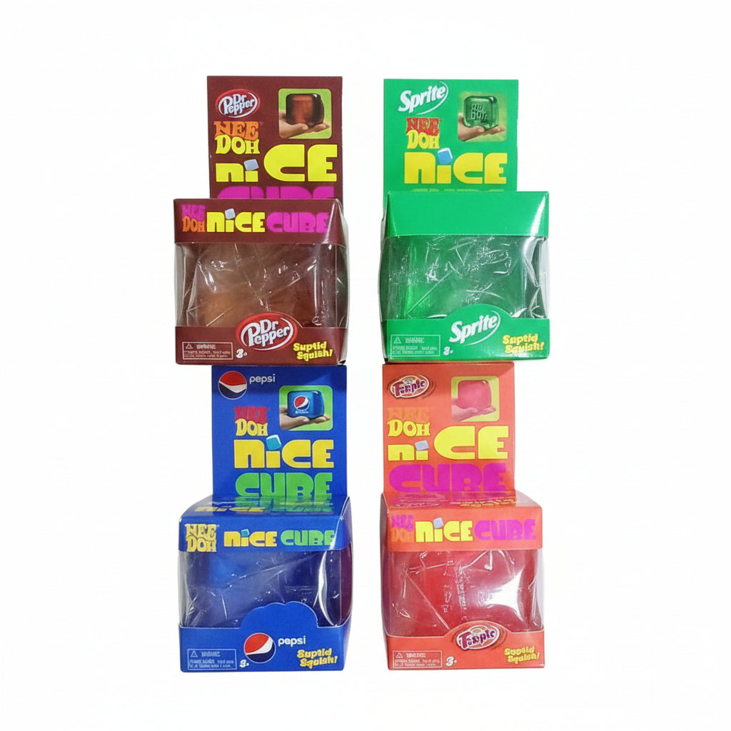 Collection of colorful boxes on a cardboard surface