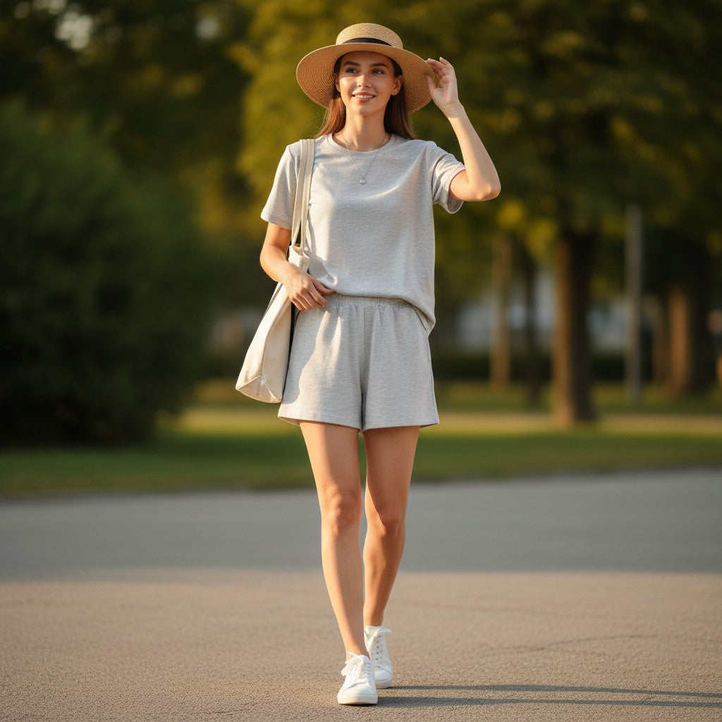 Grey Casual Summer Short Set