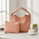 Pink Woven Shoulder Bag