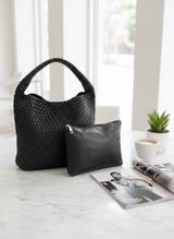 Black Woven Shoulder Bag