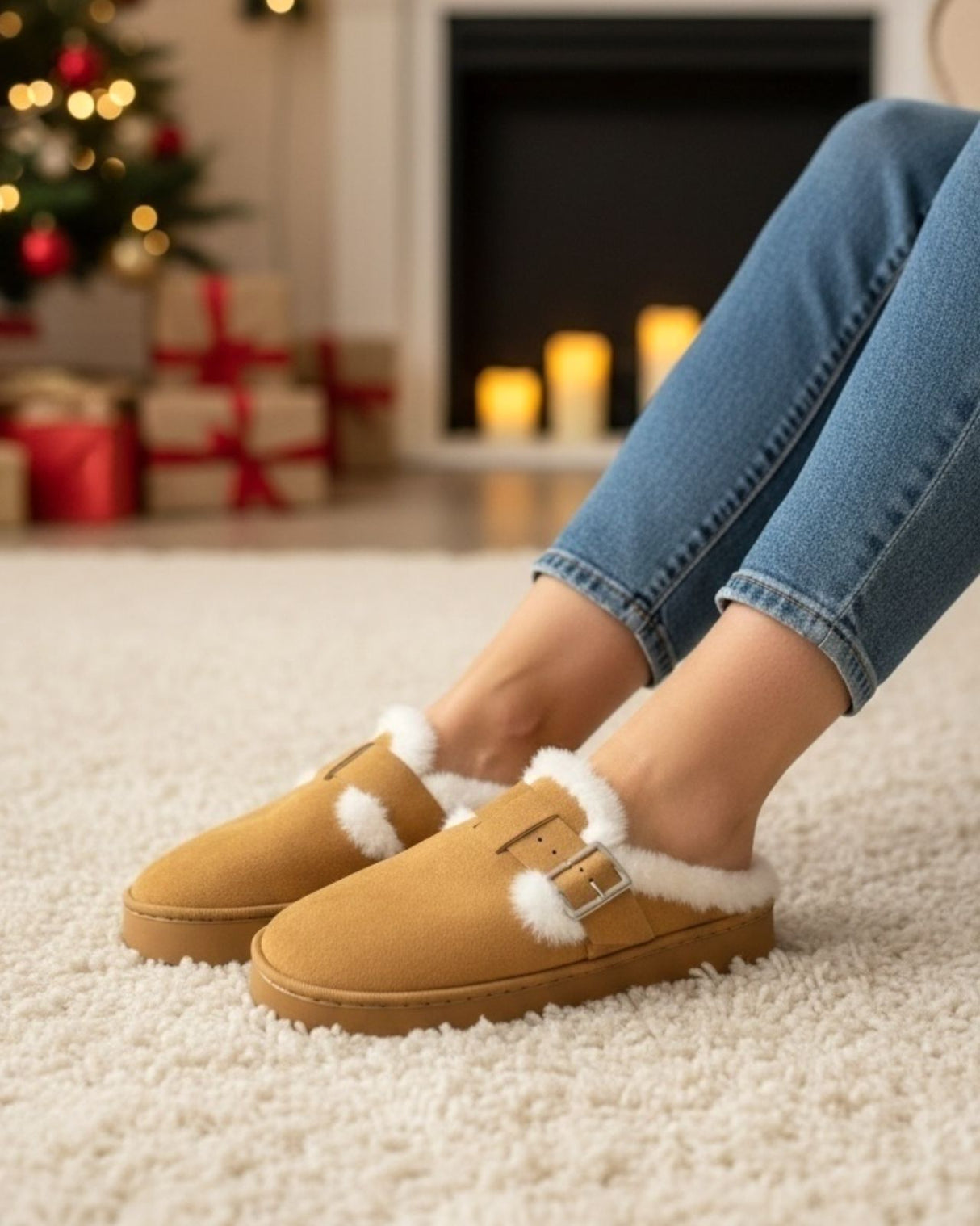 Brown cozy slippers