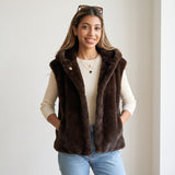 Brown Fur Vest With Cap
