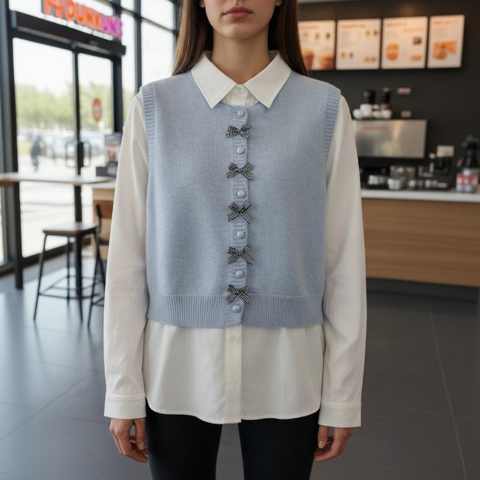 Blue chemise & pullover vest