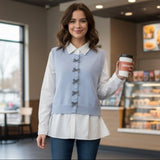 Blue chemise & pullover vest