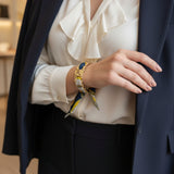 Blue Silk Scarf Cuff Bracelet