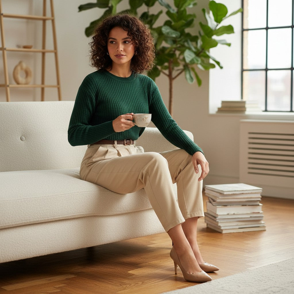 Beige Casual Trousers