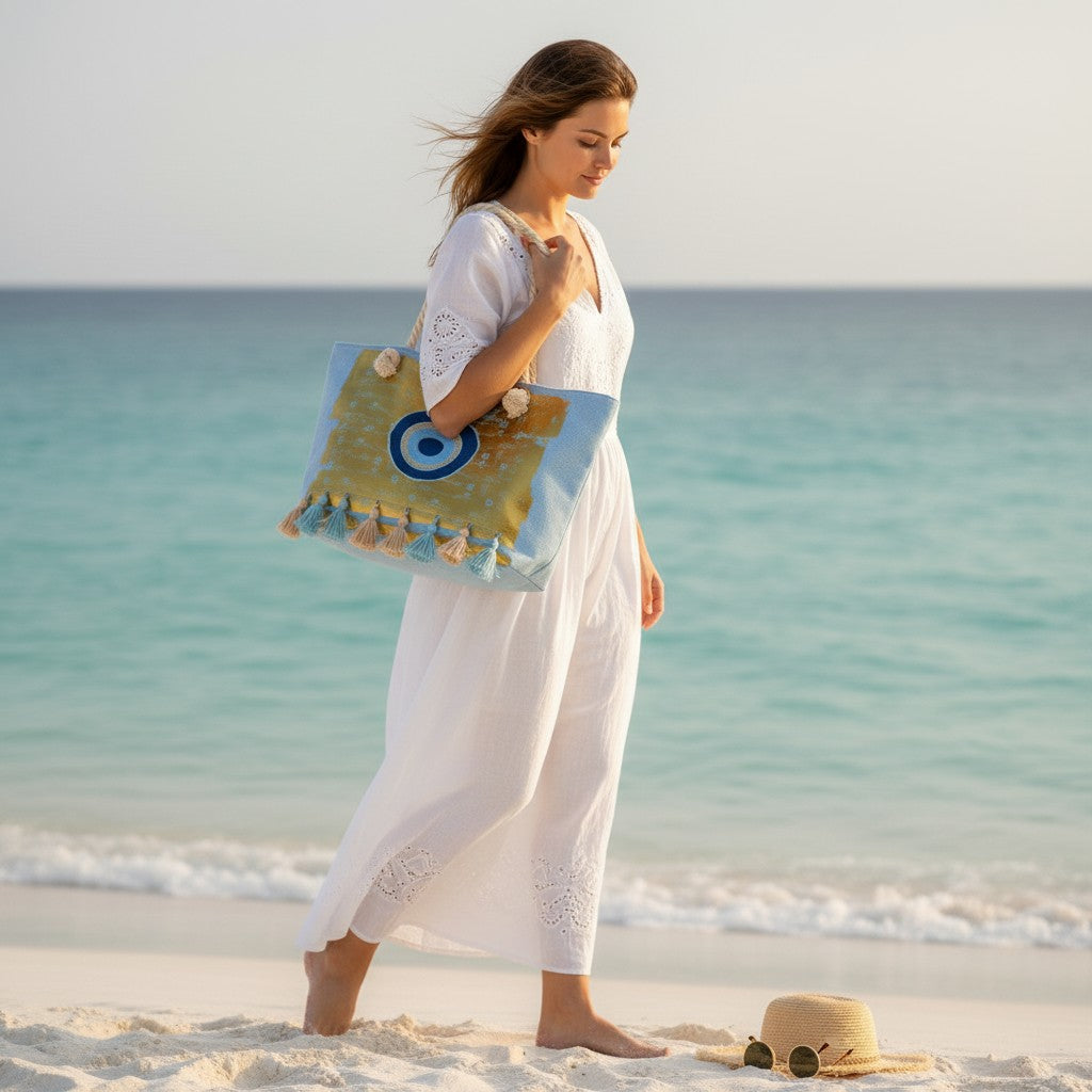 Eye Tassel Beach Tote