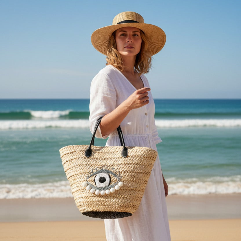 Black Eye Straw Bag