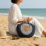 Navy Blue Circular Beach Bag