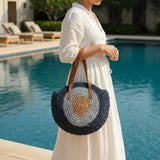 Navy Blue Circular Beach Bag