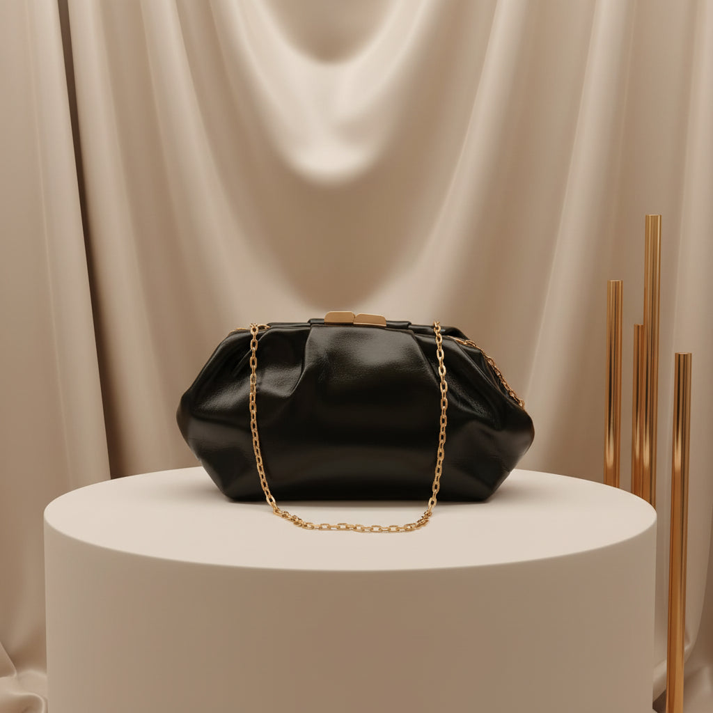 Metallic Pleated Clutch Bag