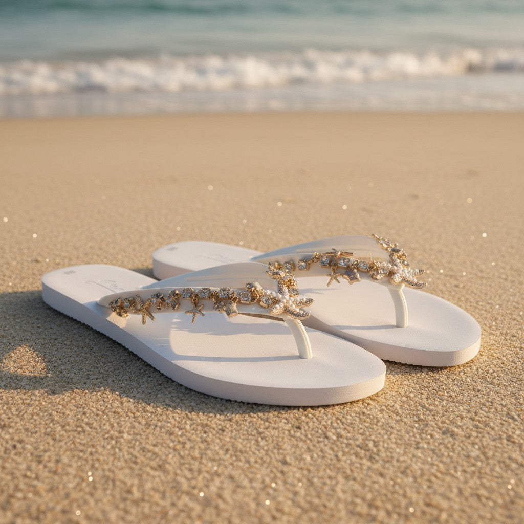Starfish Embellished Flip Flops