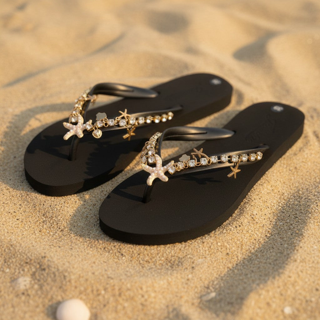 Starfish Embellished Flip Flops