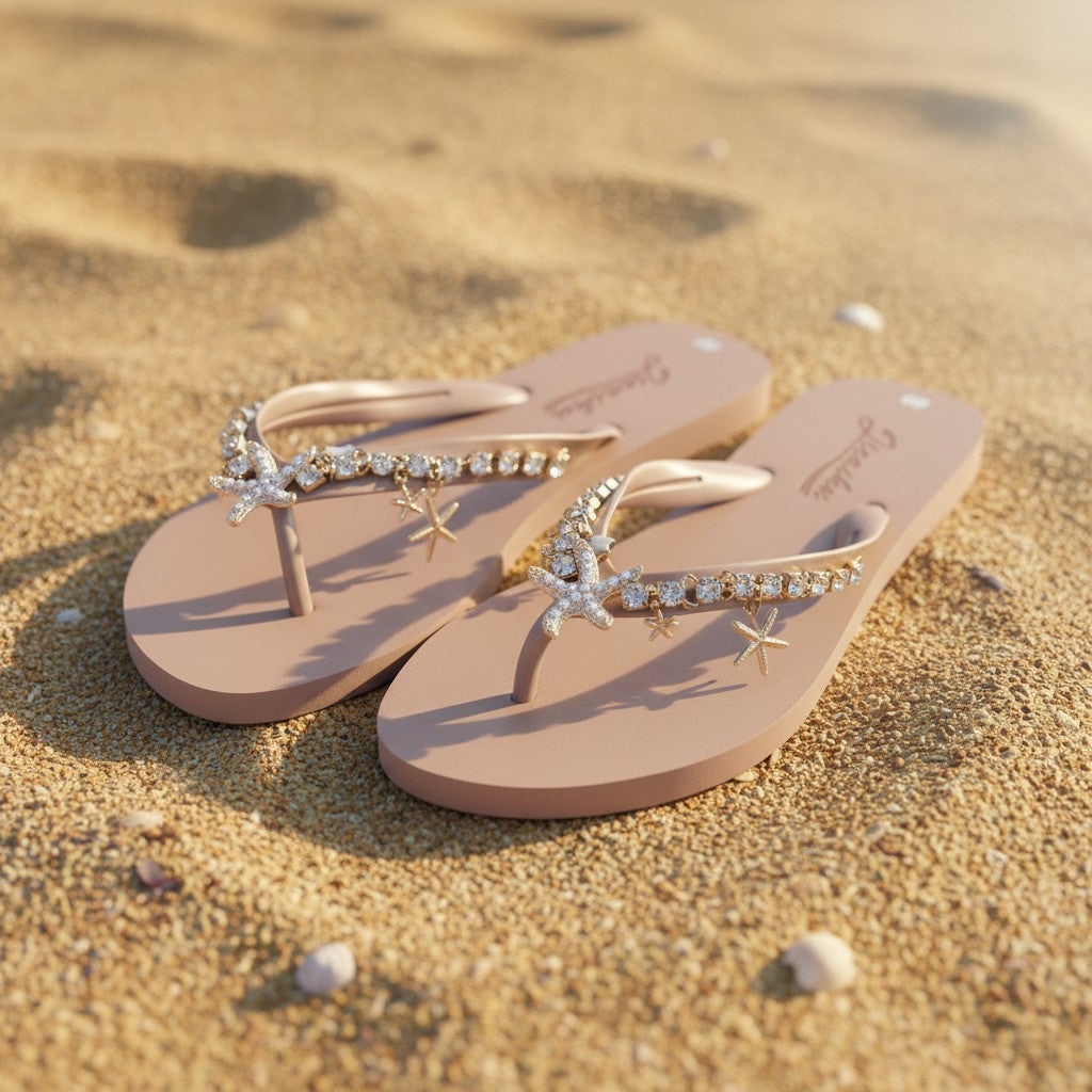 Starfish Embellished Flip Flops