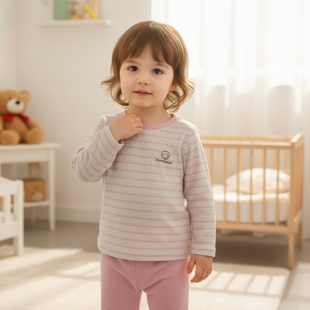 Pink Stripe Smiley Kids PJ