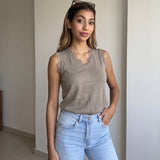Lace Trim Sleeveless Top