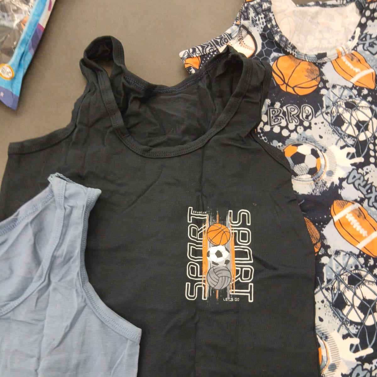 Boys Sports Print Vests 3 Pack