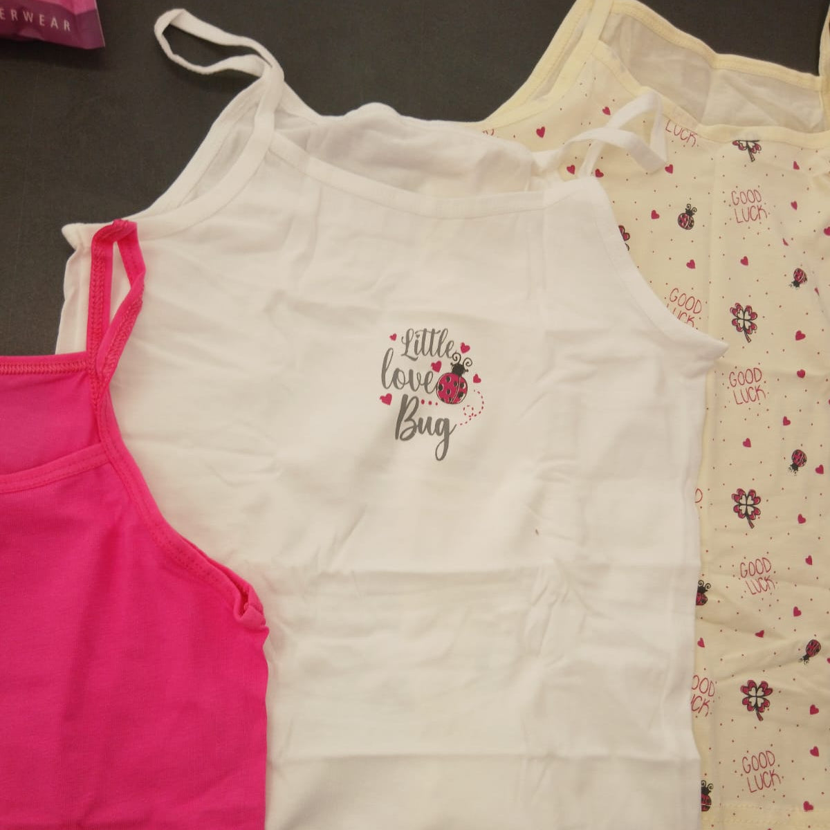 Girls Ladybug Camisole Vests 3 Pack