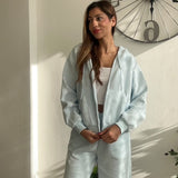 Baby Blue Zip Hoodie Wide Leg Set