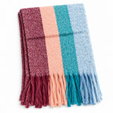 Blue and Berry Stripe Blanket Scarf