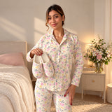 Cream Rose Button Up PJ Set
