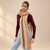 Camel Stripe Blanket Scarf