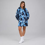 Tie Dye Blue Hooded Blanket