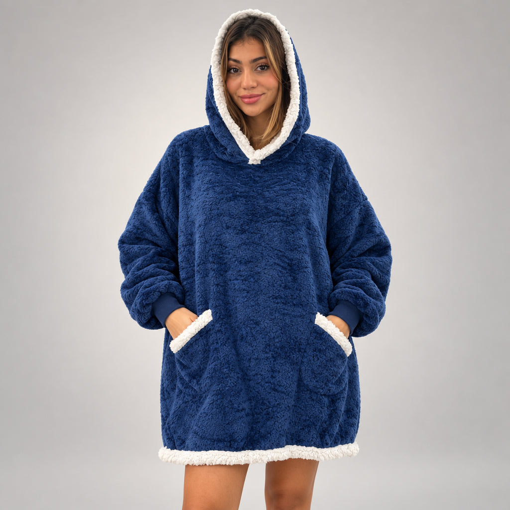 Navy Blue Hooded Blanket