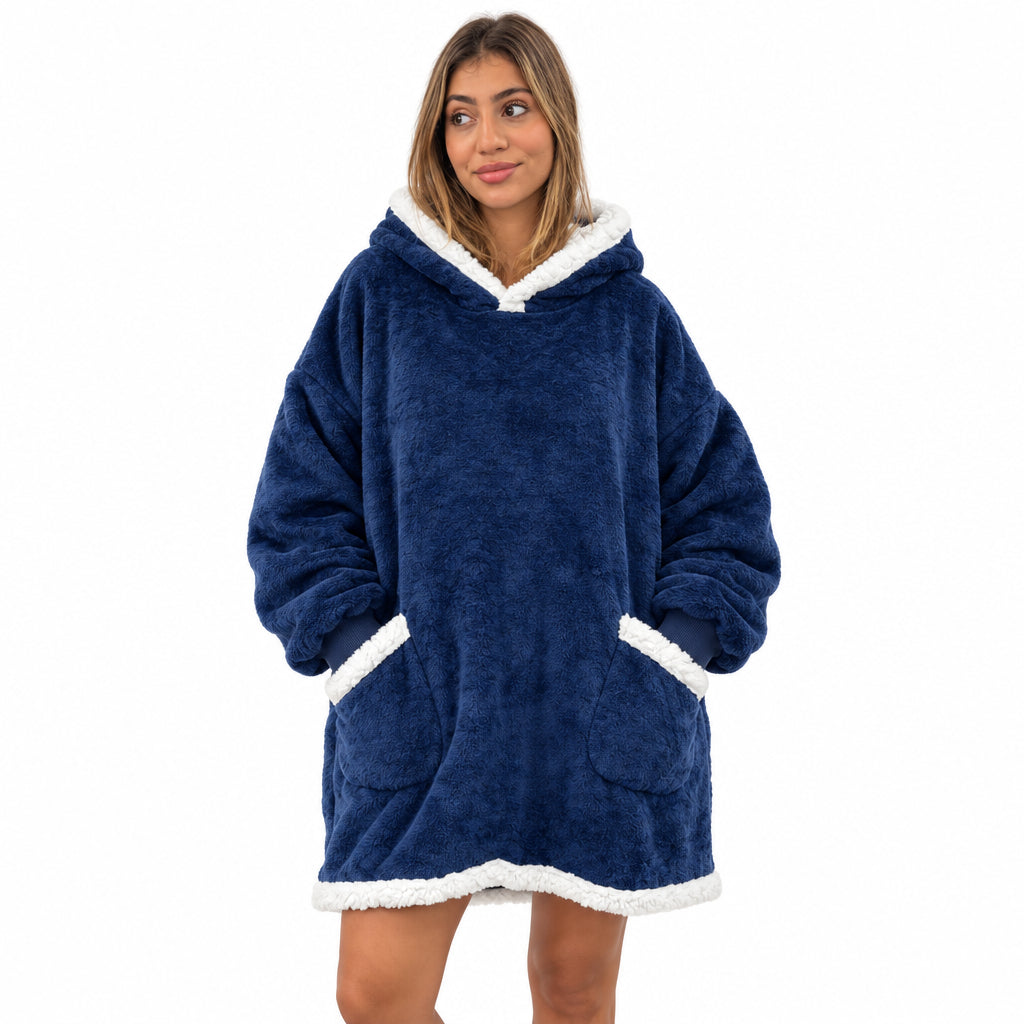 Navy Blue Hooded Blanket