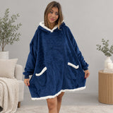 Navy Blue Hooded Blanket