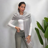Light Grey Tassel Blanket Scarf