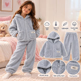 Grey Fleece Hoodie Set