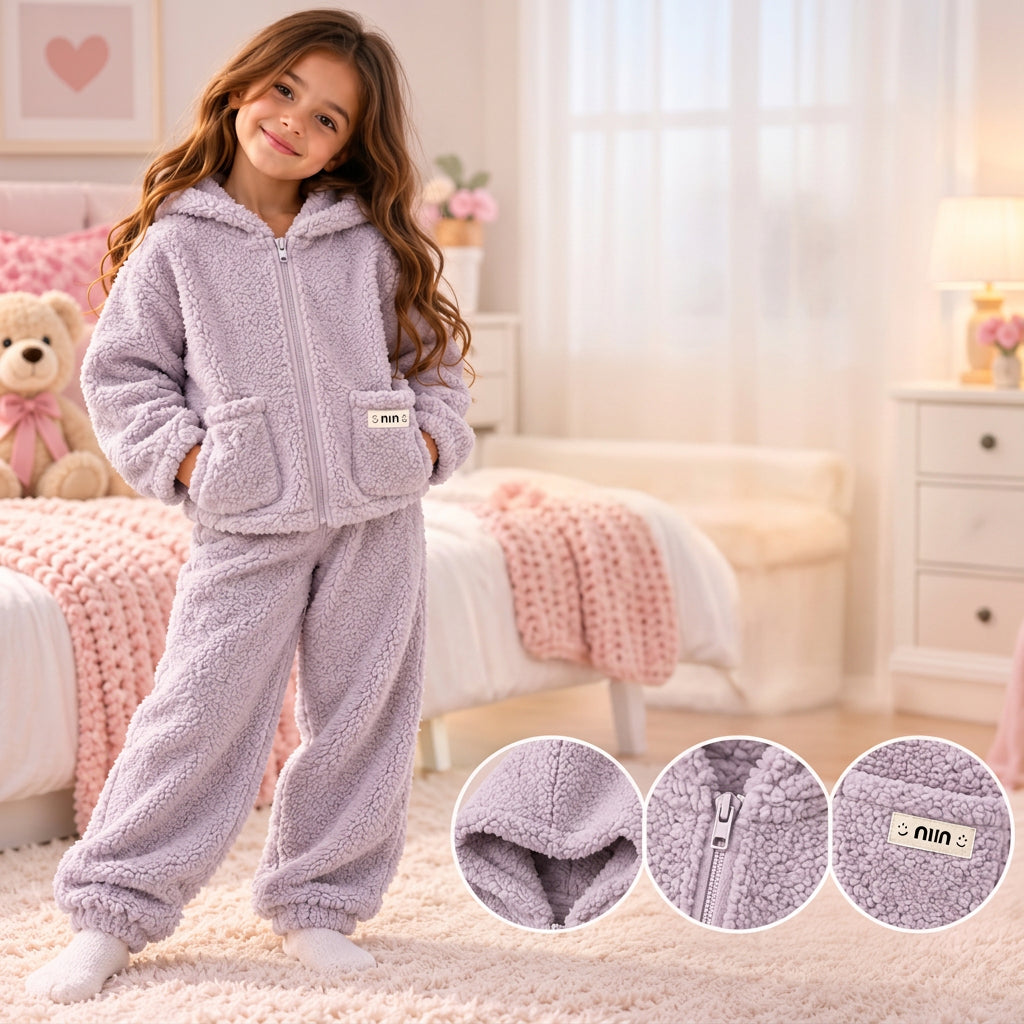 Purple Fleece Hoodie Set