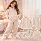Beige Fleece Hoodie Set